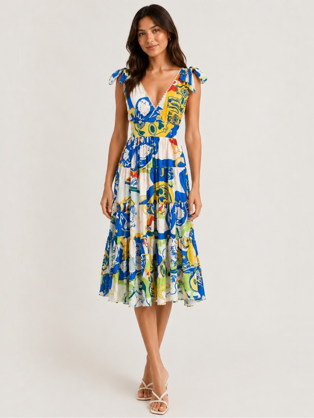 NWT Chelsea & Violet Cecily Dress Small Abstract Print Tie Shoulder Midi $179